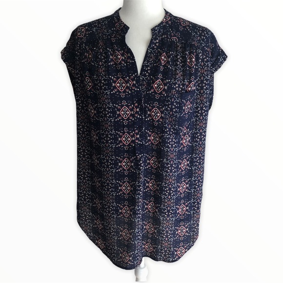 PLEIONE women’s v-neck floral front button top - Picture 1 of 7